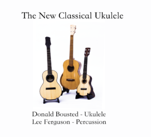 Cover image of The New Classical Ukulele showing three different ukuleles. From the discography of Loretta K. Notareschi