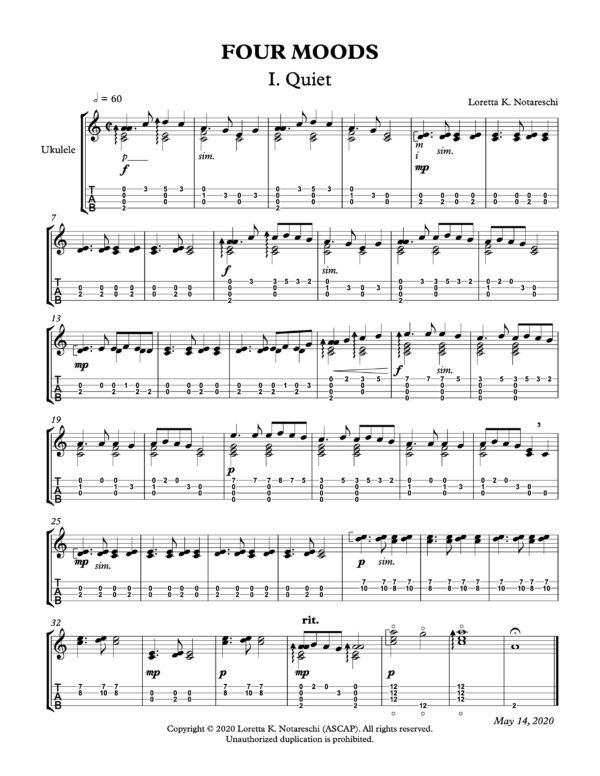 Four Moods for Ukulele PDF