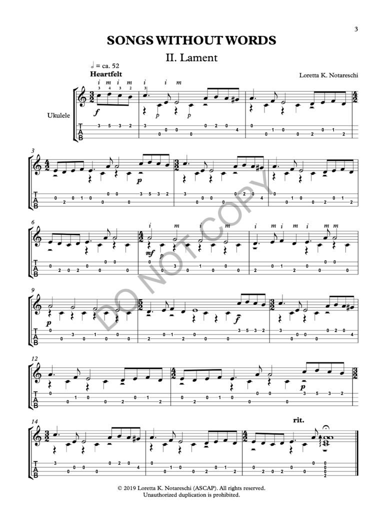 Songs without Words for Ukulele PDF