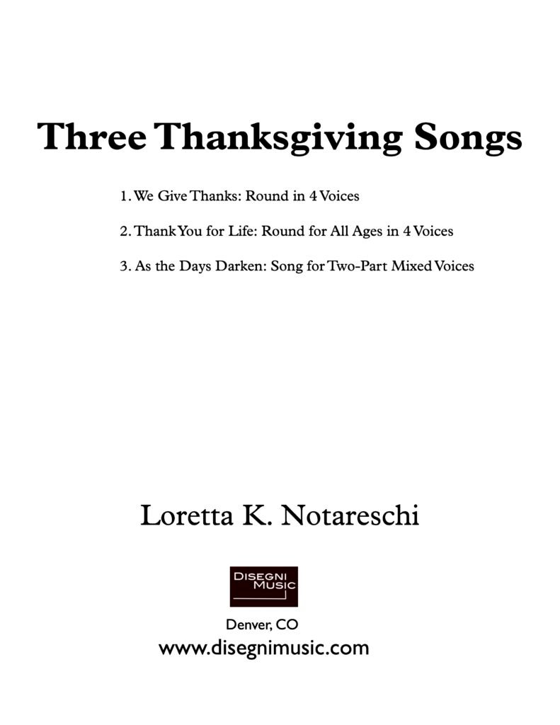 Three Thanksgiving Songs PDF